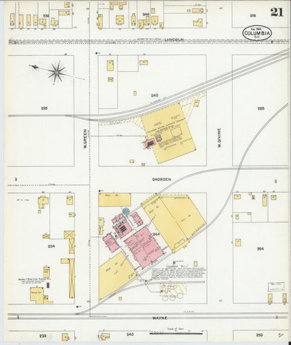 Sanborn Fire Insurance Map from Columbia, Richland County, South Carolina (1904), Sheet #0021 - Complete Map Set gallery image, historic Sanborn map, vintage wall art, South Carolina South Carolina