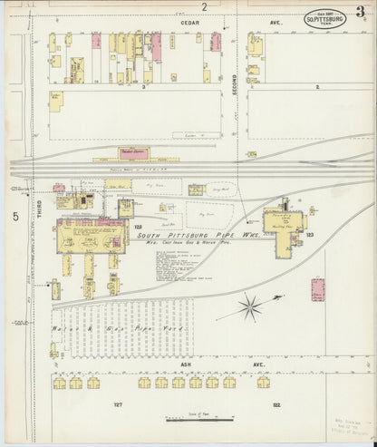 Sanborn Fire Insurance Map from South Pittsburg, Marion County, Tennessee (1897), Sheet #0003 - Complete Map Set gallery image, historic Sanborn map, vintage wall art, Tennessee Tennessee