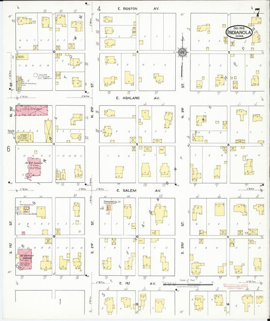 Sanborn Fire Insurance Map from Indianola, Warren County, Iowa (1918), Sheet #0007 - Historic Sanborn Fire Insurance Map Print, vintage old map wall art