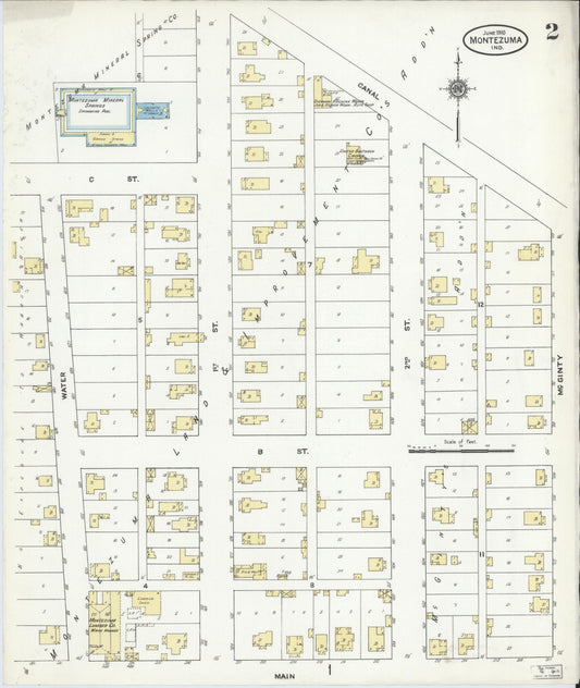 Sanborn Fire Insurance Map from Montezuma, Parke County, Indiana (1910), Sheet #0002 - Historic Sanborn Fire Insurance Map Print, vintage old map wall art, antique decor, genealogy gift, Indiana Indiana map