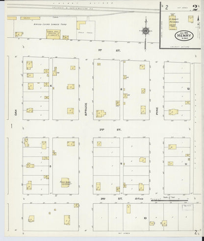Sanborn Fire Insurance Map from Henry, Codington County, South Dakota (1910), Sheet #0002 - Complete Map Set gallery image, historic Sanborn map, vintage wall art, South Dakota South Dakota