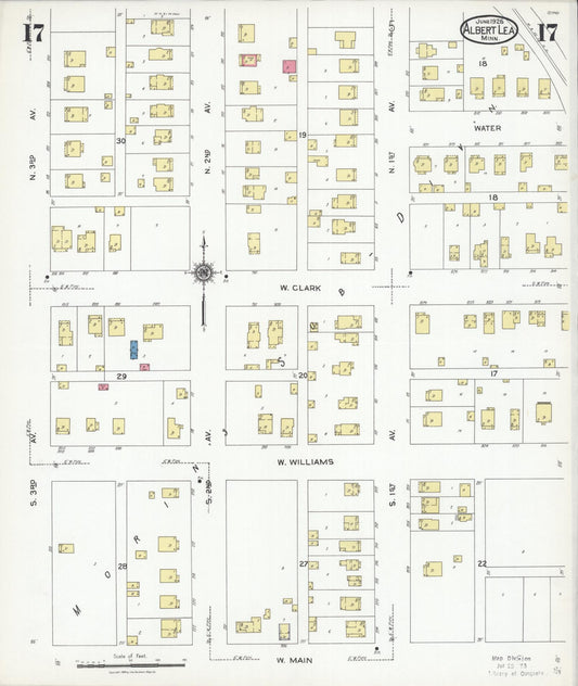 Sanborn Fire Insurance Map from Albert Lea, Freeborn County, Minnesota (1926), Sheet #0017 - Historic Sanborn Fire Insurance Map Print, vintage old map wall art, antique decor, genealogy gift, Minnesota Minnesota map