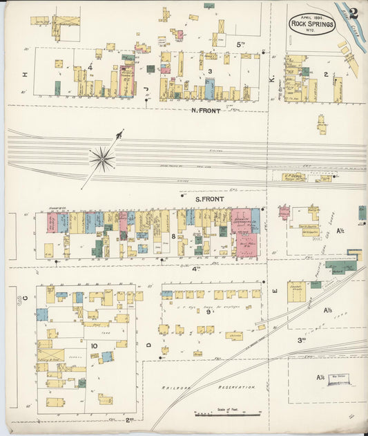 Sanborn Fire Insurance Map from Rock Springs, Sweetwater County, Wyoming (1894), Sheet #0002 - Historic Sanborn Fire Insurance Map Print, vintage old map wall art, antique decor, genealogy gift, Wyoming Wyoming map