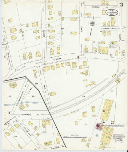 Sanborn Fire Insurance Map from Hyde Park, Norfolk County, Massachusetts (1911), Sheet #0003 - Historic Sanborn Fire Insurance Map Print, vintage old map wall art, antique decor, genealogy gift, Massachusetts Massachusetts map