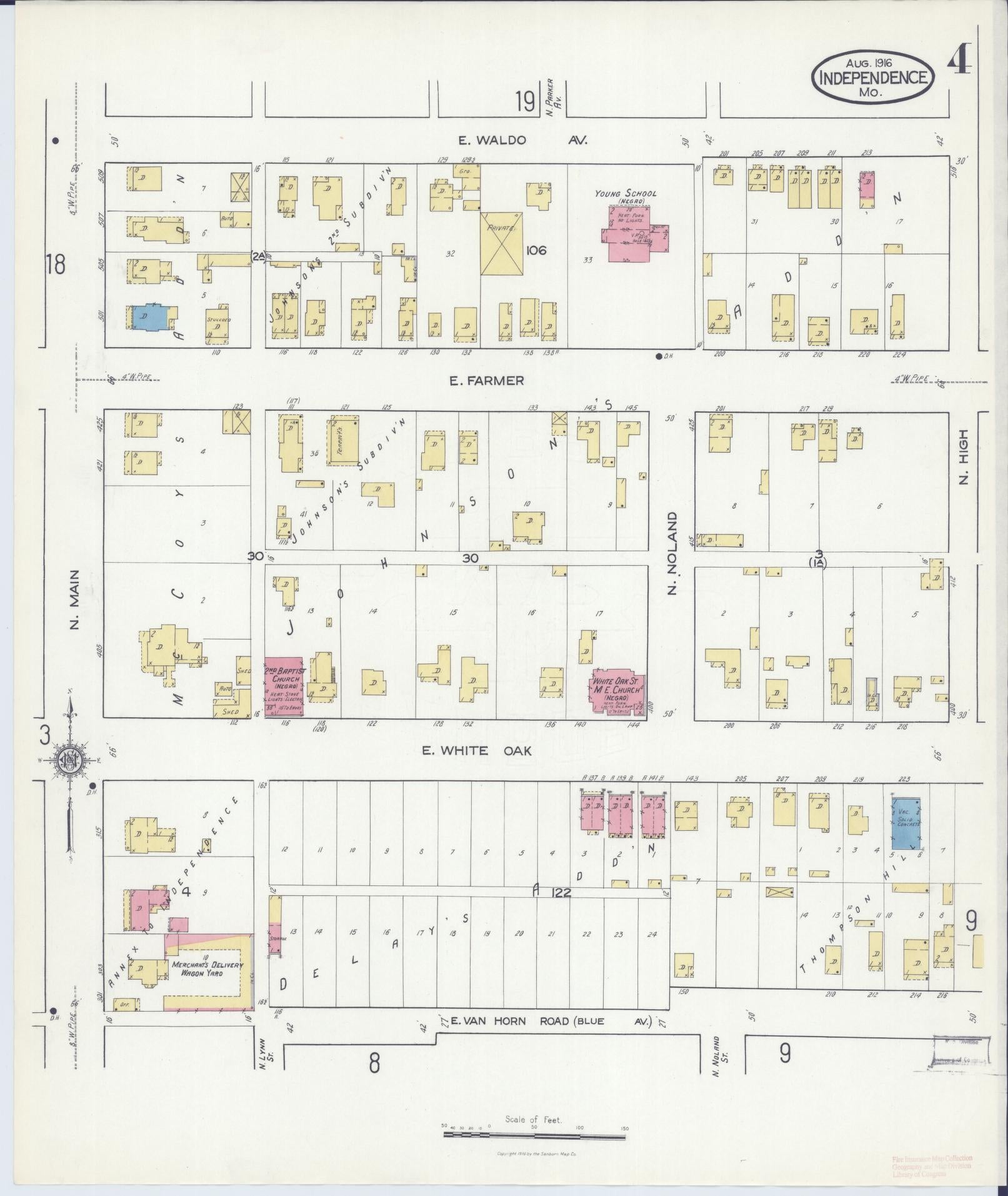 Sanborn Fire Insurance Map from Independence, Jackson County, Missouri (1916), Sheet #0004 - Complete Map Set gallery image, historic Sanborn map, vintage wall art, Missouri Missouri
