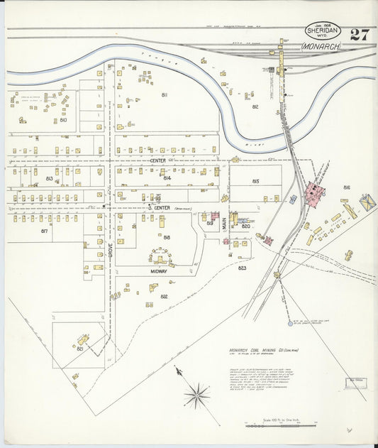 Sanborn Fire Insurance Map from Sheridan, Sheridan County, Wyoming (1908), Sheet #0027 - Historic Sanborn Fire Insurance Map Print, vintage old map wall art, antique decor, genealogy gift, Wyoming Wyoming map