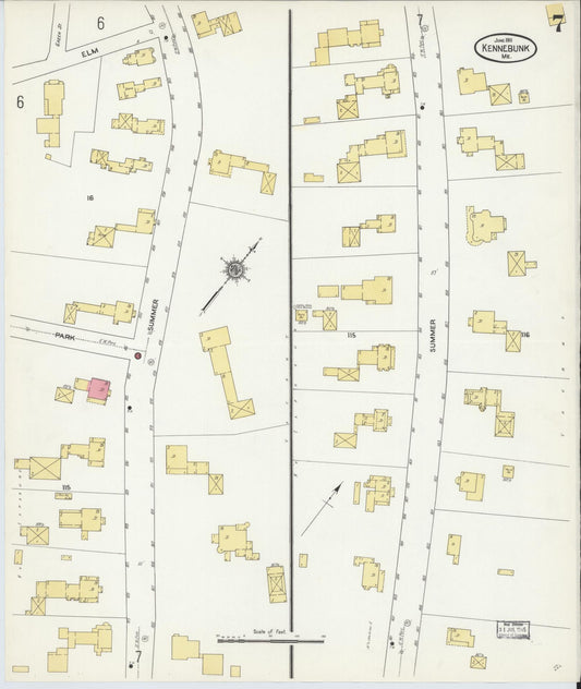 Sanborn Fire Insurance Map from Kennebunk, York County, Maine (1911), Sheet #0007 - Historic Sanborn Fire Insurance Map Print, vintage old map wall art, antique decor, genealogy gift, Maine Maine map