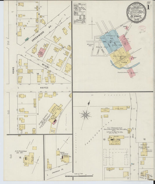 Sanborn Fire Insurance Map from Degraff, Logan County, Ohio (1895), Sheet #0001 - Historic Sanborn Fire Insurance Map Print, vintage old map wall art, antique decor, genealogy gift, Ohio Ohio map