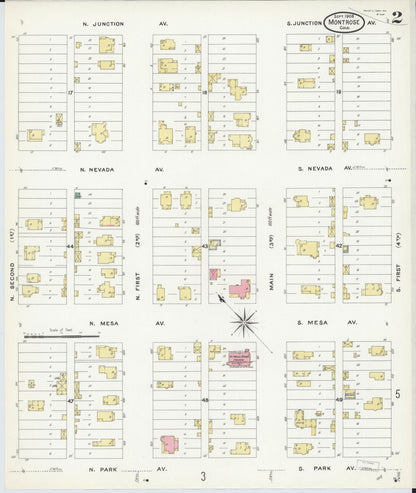 Sanborn Fire Insurance Map from Montrose, Montrose County, Colorado (1908), Sheet #0002 - Complete Map Set gallery image, historic Sanborn map, vintage wall art, Colorado Colorado