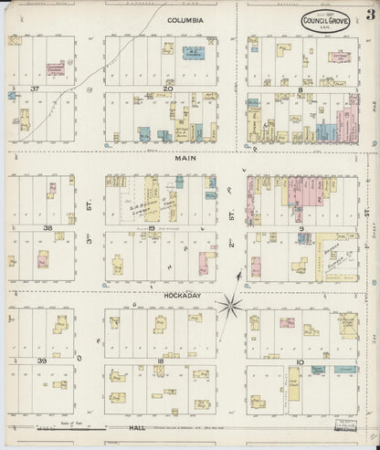 Sanborn Fire Insurance Map from Council Grove, Morris County, Kansas (1887), Sheet #0003 - Complete Map Set gallery image, historic Sanborn map, vintage wall art, Kansas Kansas