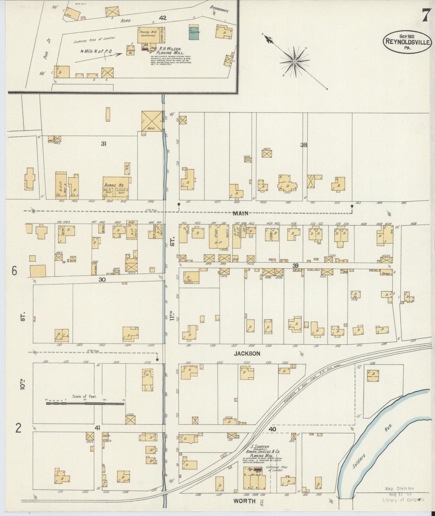 Sanborn Fire Insurance Map from Reynoldsville, Jefferson County, Pennsylvania (1901), Sheet #0007 - Complete Map Set gallery image, historic Sanborn map, vintage wall art, Pennsylvania Pennsylvania