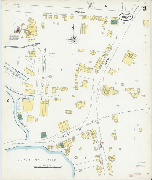 Sanborn Fire Insurance Map from Roslyn, Nassau County, New York (1902), Sheet #0003 - Historic Sanborn Fire Insurance Map Print, vintage old map wall art, antique decor, genealogy gift, New York New York map