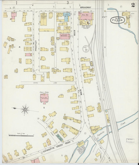 Sanborn Fire Insurance Map from Fonda, Montgomery County, New York (1896), Sheet #0002 - Historic Sanborn Fire Insurance Map Print, vintage old map wall art, antique decor, genealogy gift, New York New York map