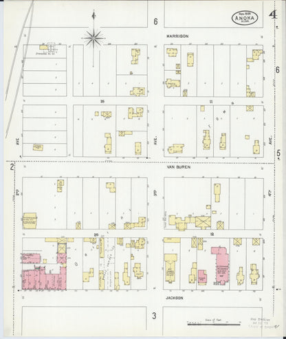 Sanborn Fire Insurance Map from Anoka, Anoka County, Minnesota (1904), Sheet #0004 - Historic Sanborn Fire Insurance Map Print, vintage old map wall art, antique decor, genealogy gift, Minnesota Minnesota map