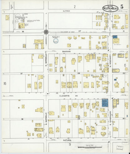 Sanborn Fire Insurance Map from West Palm Beach, Dade County, Florida (1920), Sheet #0005 - Complete Map Set gallery image, historic Sanborn map, vintage wall art, Florida Florida
