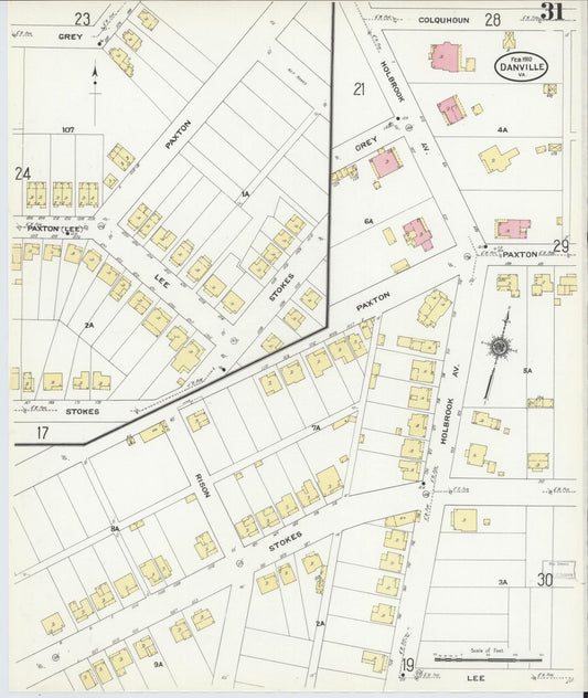 Sanborn Fire Insurance Map from Danville, Independent Cities, Virginia (1910), Sheet #0031 - Historic Sanborn Fire Insurance Map Print, vintage old map wall art, antique decor, genealogy gift, Virginia Virginia map