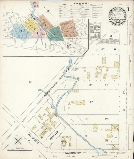Sanborn Fire Insurance Map from Redwood City, San Mateo County, California (1888), Sheet #0001 - Complete Map Set gallery image, historic Sanborn map, vintage wall art, California California