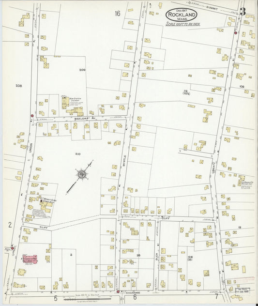 Sanborn Fire Insurance Map from Rockland, Plymouth County, Massachusetts (1917), Sheet #0003 - Historic Sanborn Fire Insurance Map Print, vintage old map wall art, antique decor, genealogy gift, Massachusetts Massachusetts map