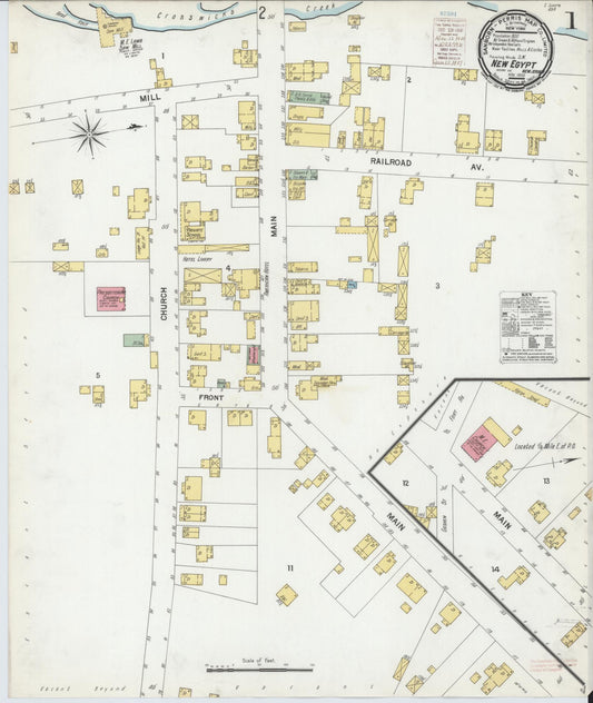 Sanborn Fire Insurance Map from New Egypt, Ocean County, New Jersey (1900), Sheet #0001 - Complete Map Set gallery image, historic Sanborn map, vintage wall art, New Jersey New Jersey