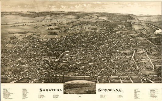Saratoga Springs, N.Y. 1888. (1888) – Historic Bird’s-Eye View Panorama Print