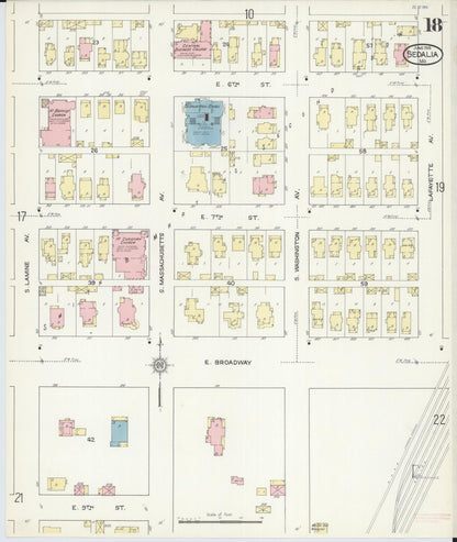 Sanborn Fire Insurance Map from Sedalia, Pettis County, Missouri (1914), Sheet #0018 - Historic Sanborn Fire Insurance Map Print, vintage old map wall art, antique decor, genealogy gift, Missouri Missouri map