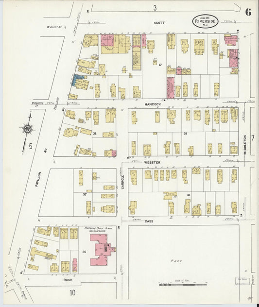 Sanborn Fire Insurance Map from Riverside, Burlington County, New Jersey (1911), Sheet #0006 - Historic Sanborn Fire Insurance Map Print, vintage old map wall art, antique decor, genealogy gift, New Jersey New Jersey map