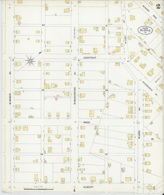 Sanborn Fire Insurance Map from Du Bois, Clearfield County, Pennsylvania (1901), Sheet #0002 - Historic Sanborn Fire Insurance Map Print, vintage old map wall art, antique decor, genealogy gift, Pennsylvania Pennsylvania map