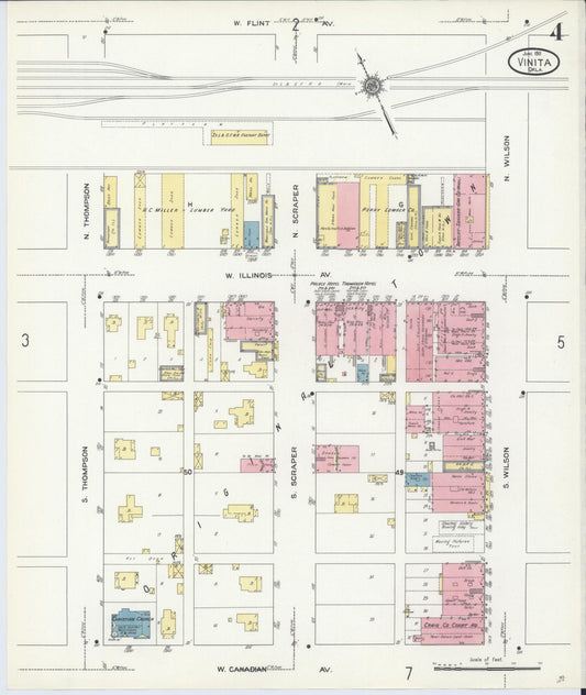 Sanborn Fire Insurance Map from Vinita, Craig County, Oklahoma (1911), Sheet #0004 - Historic Sanborn Fire Insurance Map Print, vintage old map wall art, antique decor, genealogy gift, Oklahoma Oklahoma map