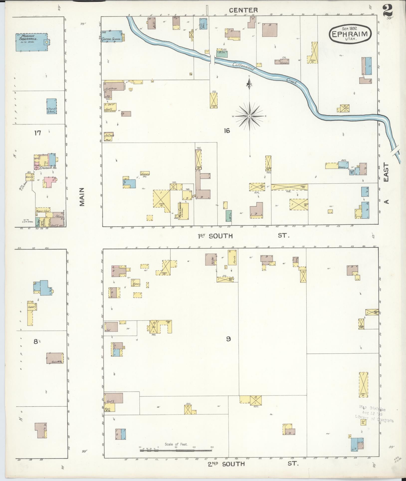 Sanborn Fire Insurance Map from Ephraim, Sanpete County, Utah (1892), Sheet #0002 - Complete Map Set gallery image, historic Sanborn map, vintage wall art, Utah Utah