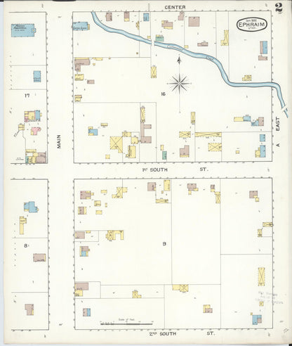 Sanborn Fire Insurance Map from Ephraim, Sanpete County, Utah (1892), Sheet #0002 - Complete Map Set gallery image, historic Sanborn map, vintage wall art, Utah Utah