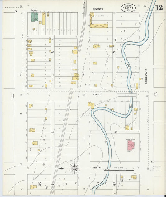 Sanborn Fire Insurance Map from Perry, Noble County, Oklahoma (1903), Sheet #0012 - Historic Sanborn Fire Insurance Map Print, vintage old map wall art, antique decor, genealogy gift, Oklahoma Oklahoma map