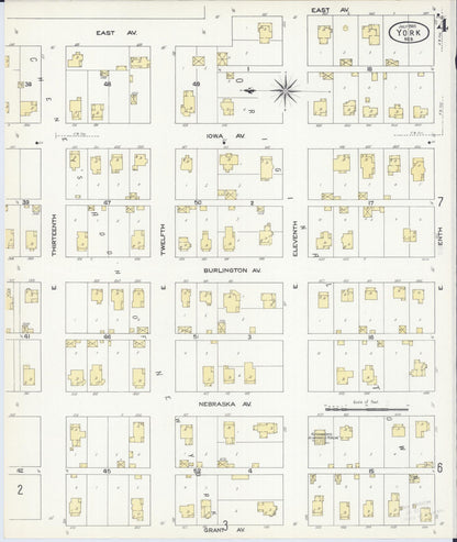 Sanborn Fire Insurance Map from York, York County, Nebraska (1909), Sheet #0004 - Complete Map Set gallery image, historic Sanborn map, vintage wall art, Nebraska Nebraska