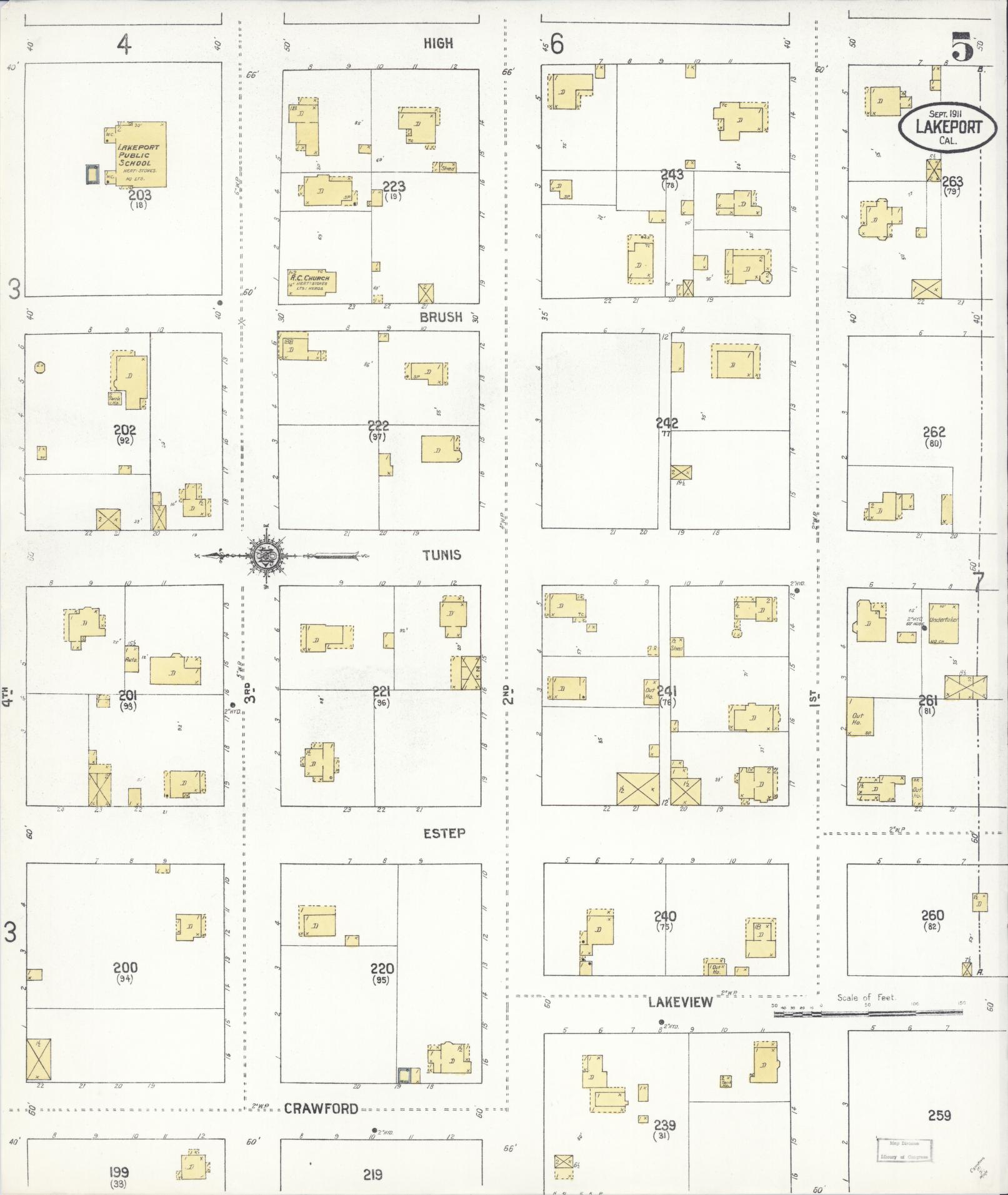 Sanborn Fire Insurance Map from Lakeport, Lake County, California (1911), Sheet #0005 - Historic Sanborn Fire Insurance Map Print, vintage old map wall art, antique decor, genealogy gift, California California map