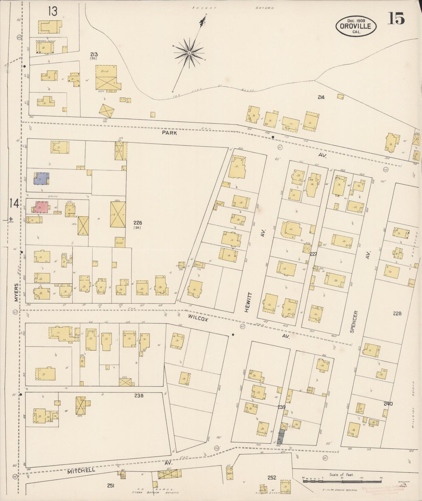 Sanborn Fire Insurance Map from Oroville, Butte County, California (1909), Sheet #0015 - Complete Map Set gallery image, historic Sanborn map, vintage wall art, California California