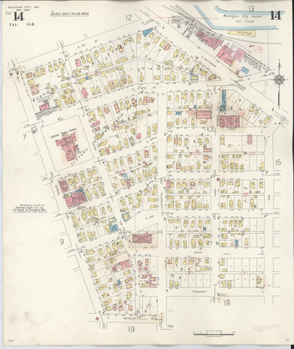 Sanborn Fire Insurance Map from Michigan City, La Porte County, Indiana (1948), Sheet #0014 - Historic Sanborn Fire Insurance Map Print, vintage old map wall art, antique decor, genealogy gift, Michigan Michigan map