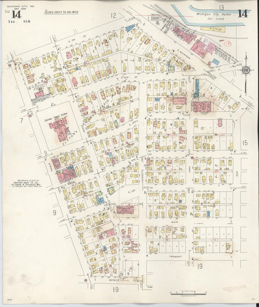 Sanborn Fire Insurance Map from Michigan City, La Porte County, Indiana (1948), Sheet #0014 - Historic Sanborn Fire Insurance Map Print, vintage old map wall art, antique decor, genealogy gift, Michigan Michigan map