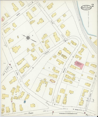 Sanborn Fire Insurance Map from Brattleboro, Windham County, Vermont (1912), Sheet #0002 - Complete Map Set gallery image, historic Sanborn map, vintage wall art, Vermont Vermont