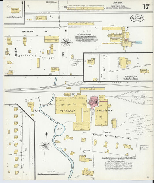 Sanborn Fire Insurance Map from Petoskey, Emmet County, Michigan (1901), Sheet #0017 - Historic Sanborn Fire Insurance Map Print, vintage old map wall art, antique decor, genealogy gift, Michigan Michigan map