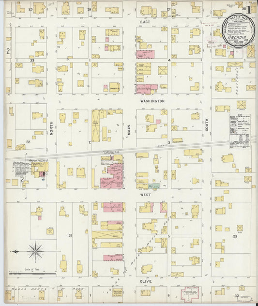 Sanborn Fire Insurance Map from Arcadia, Hamilton County, Indiana (1896), Sheet #0001 - Historic Sanborn Fire Insurance Map Print, vintage old map wall art, antique decor, genealogy gift, Indiana Indiana map