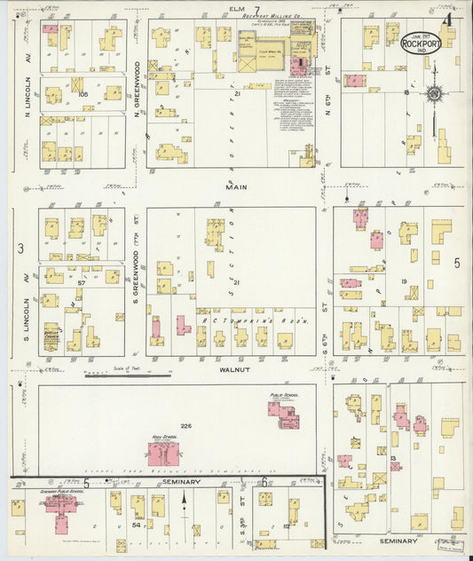 Sanborn Fire Insurance Map from Rockport, Spencer County, Indiana (1917), Sheet #0004 - Historic Sanborn Fire Insurance Map Print, vintage old map wall art, antique decor, genealogy gift, Indiana Indiana map