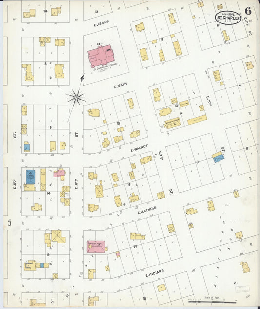 Sanborn Fire Insurance Map from Saint Charles, Kane County, Illinois (1905), Sheet #0006 - Historic Sanborn Fire Insurance Map Print, vintage old map wall art, antique decor, genealogy gift, Illinois Illinois map