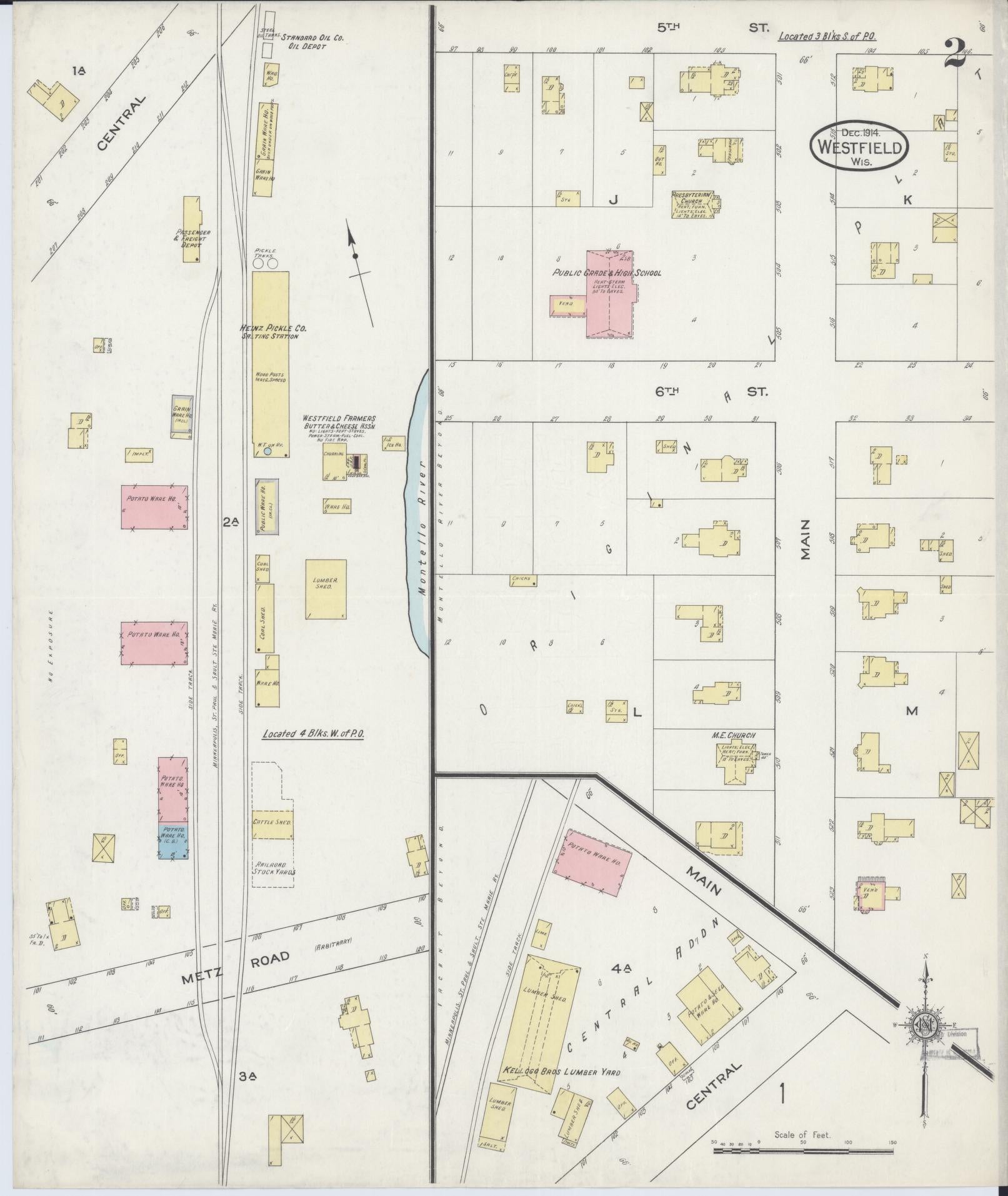 Sanborn Fire Insurance Map from Westfield, Marquette County, Wisconsin (1914), Sheet #0002 - Historic Sanborn Fire Insurance Map Print, vintage old map wall art, antique decor, genealogy gift, Wisconsin Wisconsin map