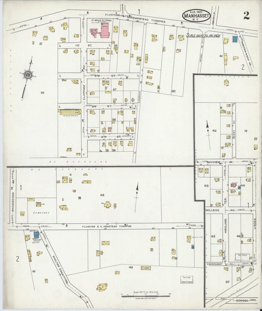 Sanborn Fire Insurance Map from Manhasset, Nassau County, New York (1920), Sheet #0002 - Historic Sanborn Fire Insurance Map Print, vintage old map wall art, antique decor, genealogy gift, New York New York map