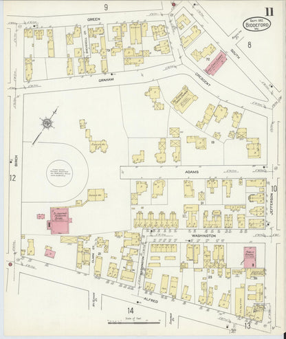 Sanborn Fire Insurance Map from Biddeford, York County, Maine (1912), Sheet #0011 - Complete Map Set gallery image, historic Sanborn map, vintage wall art, Maine Maine