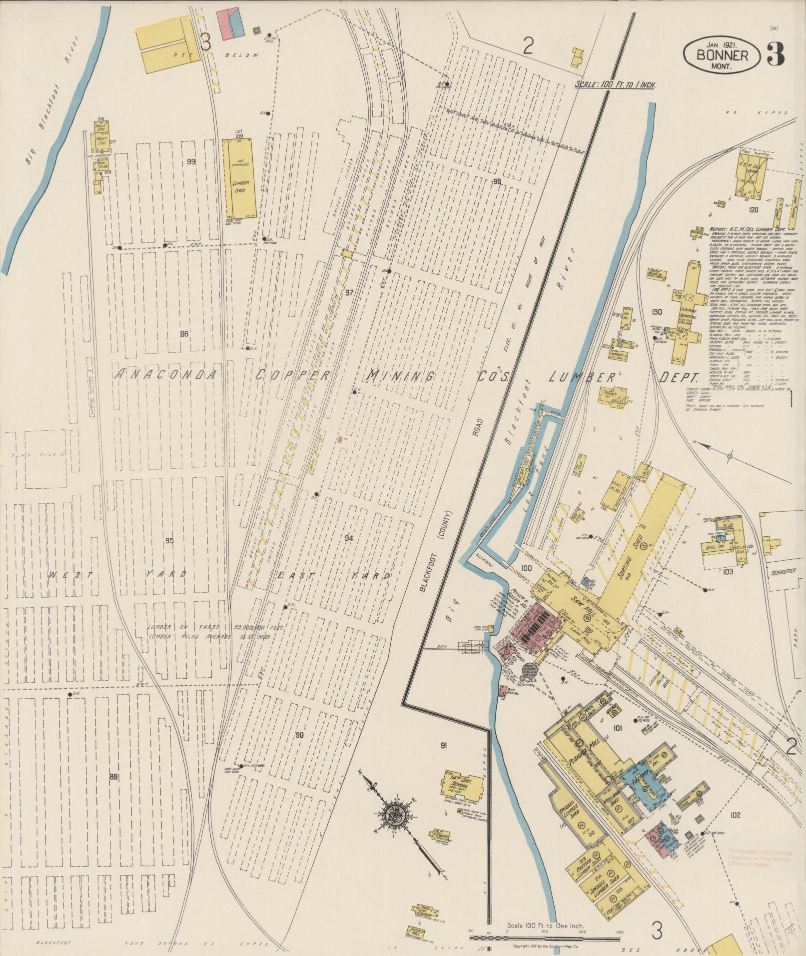Sanborn Fire Insurance Map from Bonner, Missoula County, Montana (1921), Sheet #0003 - Complete Map Set gallery image, historic Sanborn map, vintage wall art, Montana Montana