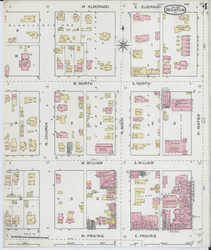 Sanborn Fire Insurance Map from Decatur, Macon County, Illinois (1887), Sheet #0004 - Complete Map Set gallery image, historic Sanborn map, vintage wall art, Illinois Illinois
