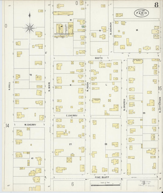 Sanborn Fire Insurance Map from Paris, Lamar County, Texas (1897), Sheet #0008 - Historic Sanborn Fire Insurance Map Print, vintage old map wall art, antique decor, genealogy gift, Texas Texas map