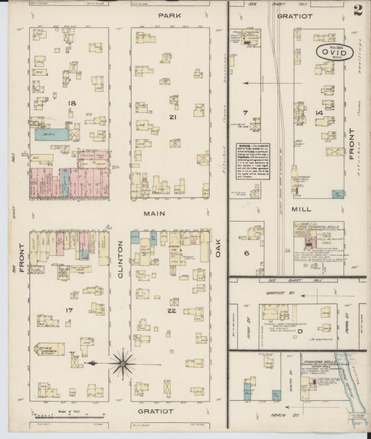 Sanborn Fire Insurance Map from Ovid, Clinton County, Michigan (1884), Sheet #0002 - Historic Sanborn Fire Insurance Map Print, vintage old map wall art, antique decor, genealogy gift, Michigan Michigan map