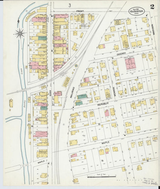 Sanborn Fire Insurance Map from Glouster, Athens County, Ohio (1901), Sheet #0002 - Historic Sanborn Fire Insurance Map Print, vintage old map wall art, antique decor, genealogy gift, Ohio Ohio map