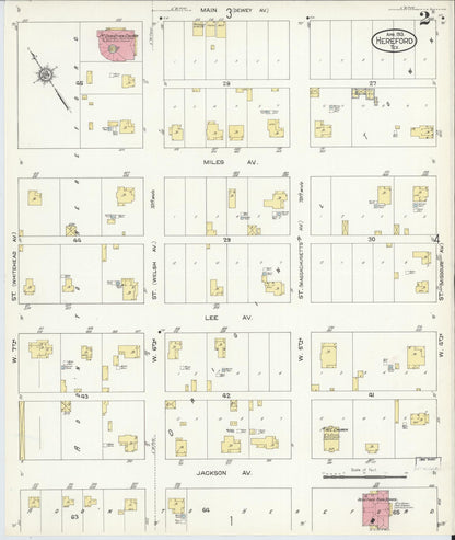 Sanborn Fire Insurance Map from Hereford, Deaf Smith County, Texas (1913), Sheet #0002 - Historic Sanborn Fire Insurance Map Print, vintage old map wall art, antique decor, genealogy gift, Texas Texas map